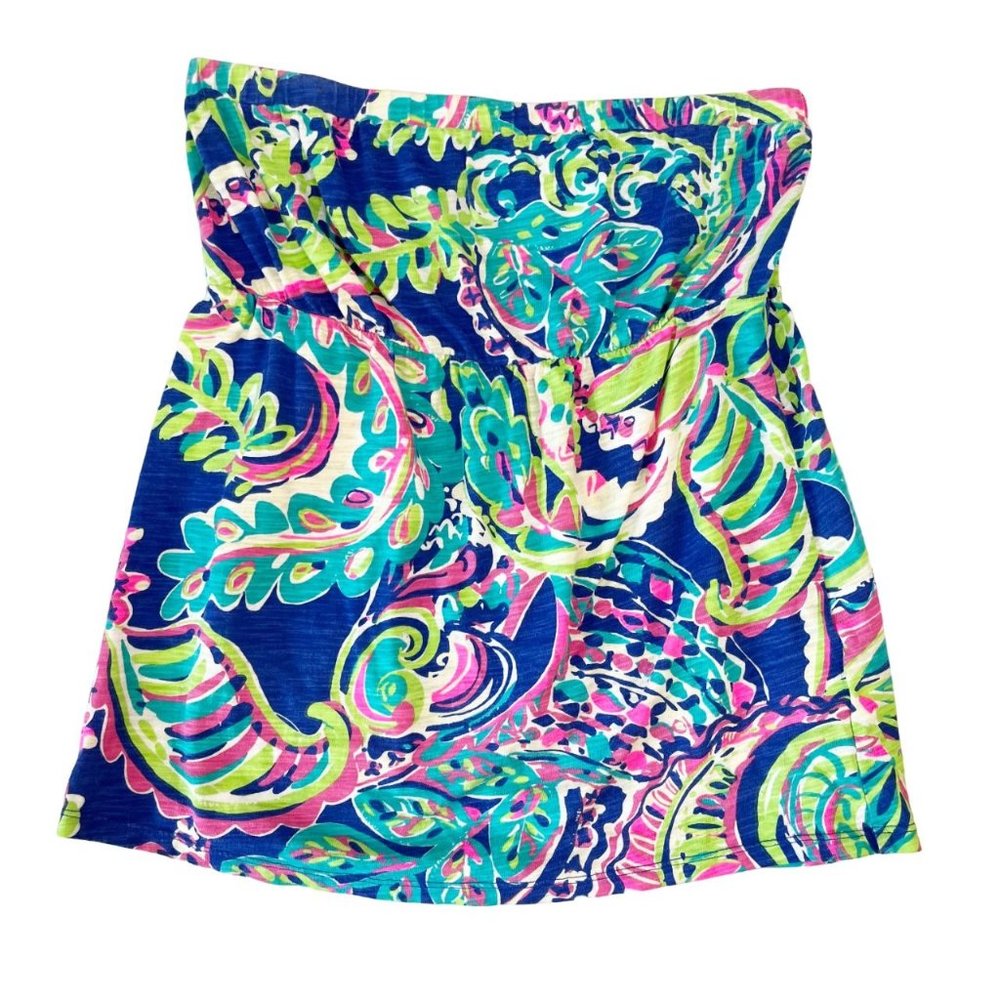Lilly Pulitzer Val Tube Top‎ in Toucan Play Blue Swirl Multicolor - Size Small